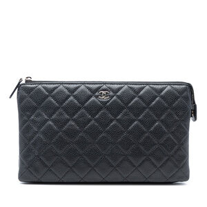 Pre-Loved Chanel CC Quilted Caviar Zip Pouch
